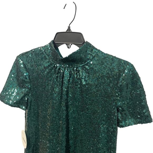 NWT Staud Mini Ilana Dress Emerald Green Sequin Embellished Womens XS - Picture 4 of 8